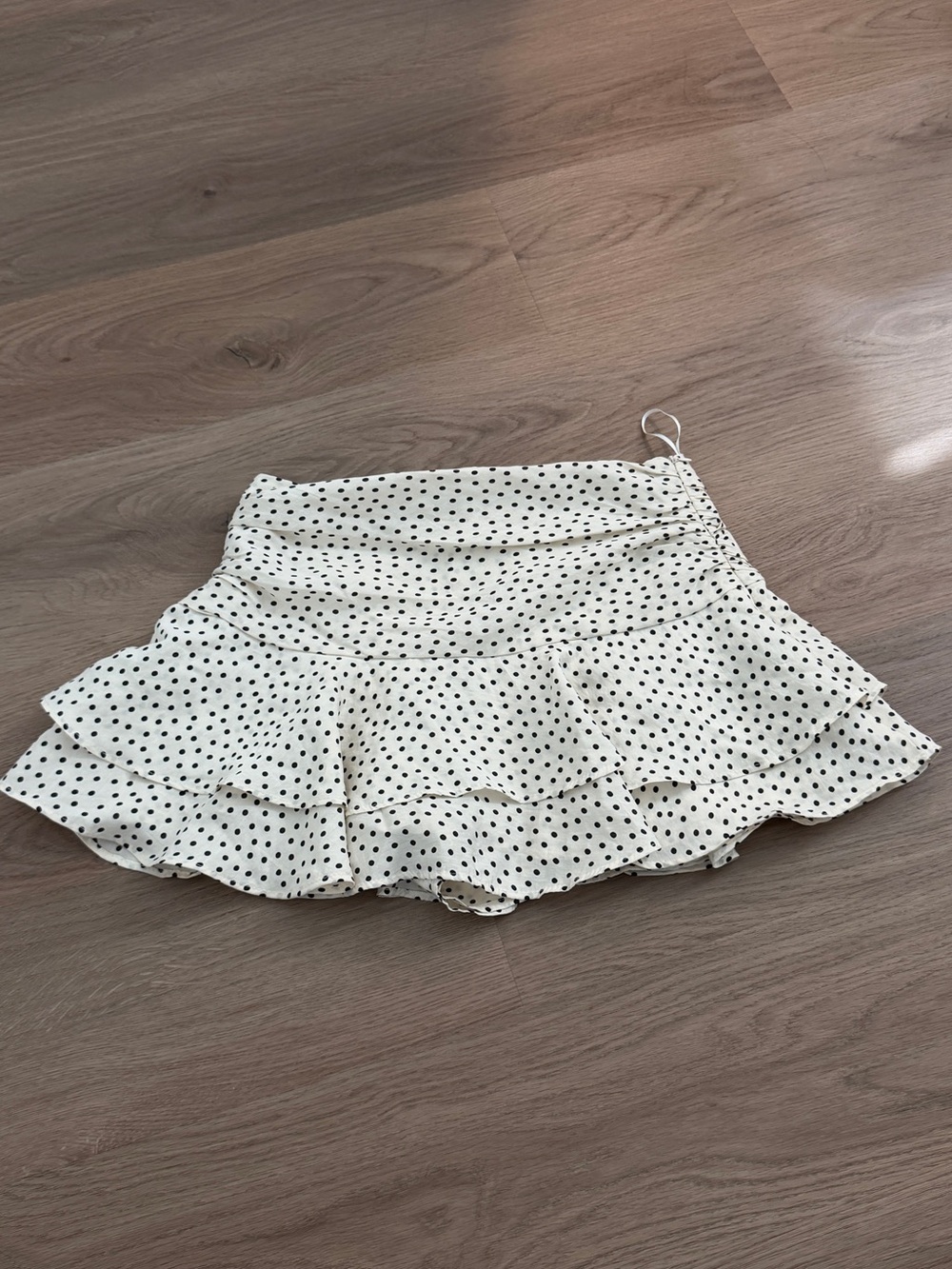 Zara White Mini Skort with Black Polka Dots